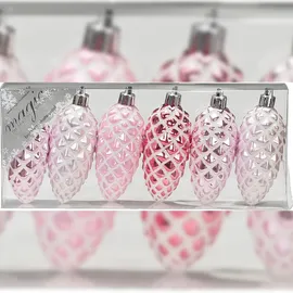 Magic 6 Zapfen Christbaumschmuck Kunststoff Weihnachtskugeln Anhänger rosa Mix