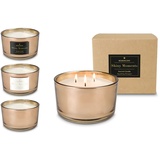 Römer Wellness Geschenkartikel: ROMOSCENT XXL Aromakerze Shiny Moments, 3-Docht-Kerze im edlen rosé Glas; Maße: ca. 13 x 13 x 8 cm