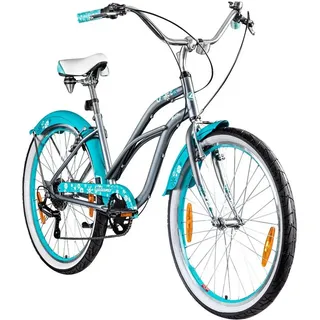 Galano Cruiser Malibu, 6 Gang, Kettenschaltung, Beach Cruiser ab 150 cm retro Fahrrad 6 Gänge Damenfahrrad