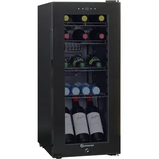 sommertal Kühlschrank GK 60– Leiser Getränkekühlschrank mit LED, Touchscreen & Schloss kleiner Flaschenkühlschrank schwarz 60L