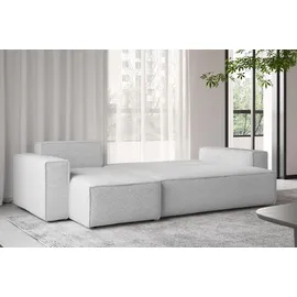 kaiser möbel Ecksofa mit schlaffunktion und bettkasten, Ecksofa L-Form, Eckcouch L-Form BEST stoff Abriamo Rechts Hellgrau - Hellgrau