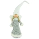 Riffelmacher & Weinberger Christbaumschmuck Dekofigur Engel 'Lilly' Grau Weiß 30 cm, 70190 weiß