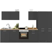 kochstation HELD MÖBEL Küchenzeile »Kehl«, ohne E-Geräte, Breite 330 cm, für Kühl/Gefrierkombination, grau