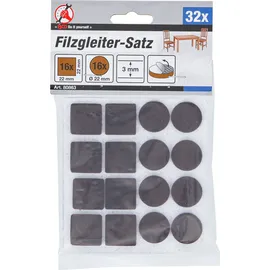 BGS Do it yourself Filzgleiter-Satz braun 32-tlg.