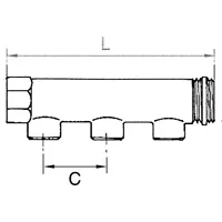Riegler Verteilerrohr 4 Abgänge Eingang 2x3/4 Ausgang 4x1/2 AG