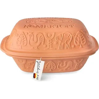 Römertopf Bräter KLASSIK für 6 Personen - 4 Liter Schmortopf mit Deckel aus Keramik - Zum Schmoren, Braten und Dampfgaren - Backofengeeignet