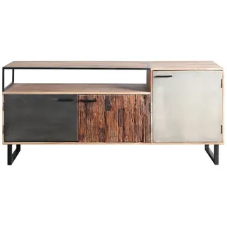 Carryhome Lowboard, Grau, Akazie, Hellbraun, Metall, Akazie, Recyclingholz, Hartholz, Holz, 1 Fächer, 175x77x40 cm, Typenauswahl, Beimöbel erhältlich, stehend, Wohnzimmer, Wohnwände, Lowboards, Lowboards stehend