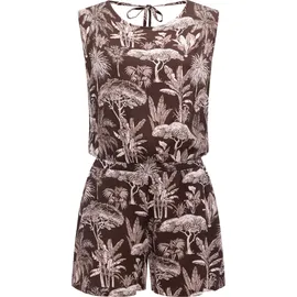 Ragwear Damen kurzer Jumpsuit Einteiler mit Rückenausschnitt Overall in Blumenoptik Zella Dark Choco26 Gr. XXL - XXL