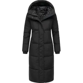 Navahoo Damen langer Wintermantel warmer Steppmantel mit 2-Wege-Reißverschluss und verstellbarer Kapuze Taublüte XIV Black Gr. 5XL - 5XL