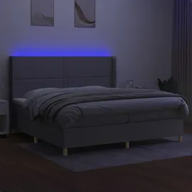 vidaXL Boxspringbett mit Matratze & LED Hellgrau 200x200 cm Stoff