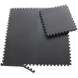 Sporttrend 24 Bodenschutzmatte 12 x + 24 Randstücke Schwarz, Schutzmatte Bodenschutzmatte Fitnessmatte Sportmatte Trainingsmatte Yogamatte Übungsmatte Unterlegmatte Turnmatte Puzzlematte Bodenmatte