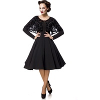 Belsira - Rockabilly Kleid knielang - Retrokleid mit Cape - XS bis XL - für Damen - Größe XS - schwarz - XS