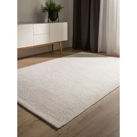 benuta basic Baumwollteppich Ron Cream 120x170 cm - Moderner Kurzflor-Teppich für Wohnzimmer