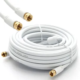 Premium X Koaxialkabel 20 m F-Stecker Weiß