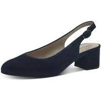 TAMARIS Comfort Damen Slingpumps aus Leder mit Schließe, Blau (Navy Suede), 37 EU