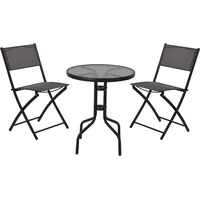 Annastore 3-tlg. Gartenmöbel Set aus Metall mit textiler Kunststoff-Bespannung