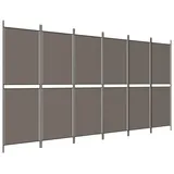 vidaXL 6-tlg. Paravent Anthrazit 300x200 cm Stoff