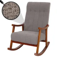 MCW Schaukelstuhl MCW-K10, Relaxsessel, Holz MVG Stoff/Textil Bouclé (450g/m2)