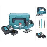 Makita DJV 182 RT1J Akku Stichsäge 18 V Brushless + 1x Akku 5,0 Ah + Ladegerät + 5 tlg. Stichsägeblatt Set + Makpac