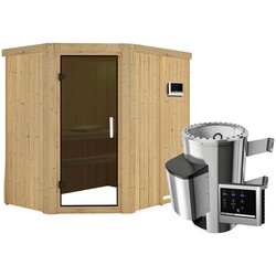 KARIBU Sauna »Wenden«, inkl. 3.6 kW Saunaofen mit externer Steuerung, für 3 Personen - beige