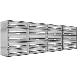 AL Briefkastensysteme 20er Premium Edelstahl Briefkastenanlage Silber