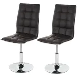 Mendler 2er-Set Esszimmerstuhl HWC-C41, Stuhl Küchenstuhl, höhenverstellbar drehbar, Kunstleder FSC®-zertifiziert ~ braun