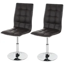 Mendler 2er-Set Esszimmerstuhl HWC-C41, Stuhl Küchenstuhl, höhenverstellbar drehbar, Kunstleder FSC®-zertifiziert ~ braun