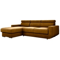 MOEBLO Ecksofa BURNO, Eckcouch L-Form mit Verstellbaren Kopfstützen, Couch für Wohnzimmer, Schlafsofa Sofagarnitur Sofa, mit Relaxfunktion, Ottomane links als auch rechts montierbar gelb