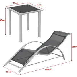 [en.casa] Binetto Set 3-tlg. Grau/Schwarz