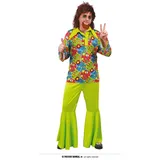 FIESTAS GUIRCA Flower Power Hippie Kostüm Herren Karneval, bunter 70er Jahre Kostüm Herren - Gr M 48–50 - Schlager Star Disco Outfit, 70er Jahre Kostüm Erwachsene, 60er Faschingskostüme Männer Hippie