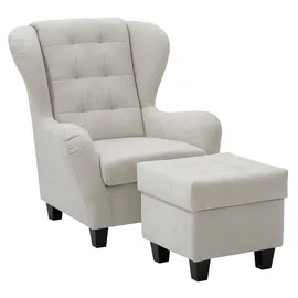 Home Affaire Alexander Microfaser 92 x 93 x 103 cm grau inkl. Hocker