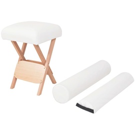 vidaXL Massage-Klapphocker 12 cm Dickem Sitz & 2 Nackenrollen Weiß