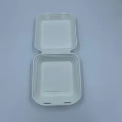 50x Bio Menü-Box Take Away weiß 222 x 200 x 67 mm aus Zuckerrohr | kompostierbar auslaufsicher