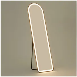 Homcom Ganzkörperspiegel 150 x 40 cm Standspiegel mit led, 3 Lichtfarben, Wandspiegel mit Ständer, Touch-Schalter, für Schlafzimmer, Wohnzimmer, Schwarz