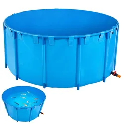 VEVOR Fischteich PVC φ2400x1000mm Fischtank Fischbecken 5000L Koiteich blau
