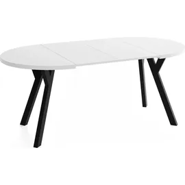 WFL GROUP Runder Ausziehtisch 200 x 77 x 100 cm weiß