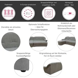 DOMO collection Wohnlandschaft DOMO COLLECTION "Bahia mit viel Platz, zeitloses Design, U-Form", beige, B:308cm H:91cm T:200cm, Luxus-Microfaser (100% Polyester), mit Muster;Struktur (100% Polyester), Sofas, Wohnlandschaft, wahlweise mit Bettfunktion