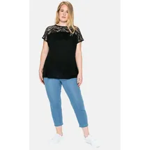 sheego Spitzenshirt Schwarz 44/46