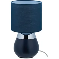Relaxdays Nachttischlampe Touch, E14-Fassung, indirektes Licht, ovale Tischlampe mit