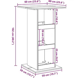 vidaXL Bartisch mit Ablagen 60 x 60 x 102 cm Braun Eiche