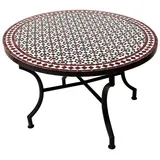 Marrakesch Orient & Mediterran Interior Mosaiktisch Ø 100 x 45 cm Schwarz/Weiß/Bordeaux