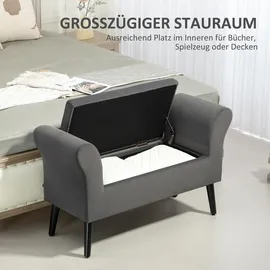 Homcom Sitzbank Polsterbank mit Stauraum Bettbank mit Armlehne für Flur Schlafzimmer samtartiges Polyester 111,5 x 41 x 65 cm Dunkelgrau Kunststoff, 41x65x111.5 Esszimmer, Bänke, Sitzbänke