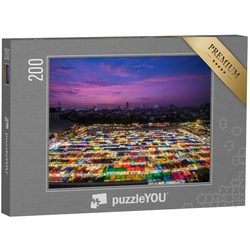 puzzleYOU Puzzle Bunt beleuchteter Nachtmarkt von Bangkok, Thailand, 200 Puzzleteile, puzzleYOU-Kollektionen Thailand