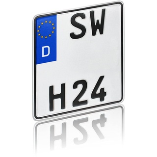 DIN-zertifizierte EU Kfz-Kennzeichen für Motorrad alle Größen 180x200 220x200 offizielle Nummernschilder reflektierend Wunschkennzeichen (10 Kennzeichen Motorrad)