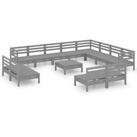 vidaXL 13-tlg Garten-Lounge-Set Massivholz Kiefer Grau