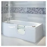 Dusche-24 Badewanne Badewanne mit Tür 167x85 cm HOCONCERT inkl. Duschaufsatz und Schürze weiß