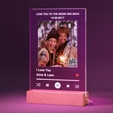 iDIY Spotify Glas personalisierte QR Code mit LED - Buntes Song cover glas Bild mit Foto aus Acryl Fotogeschenke für Frauen Männer zum Jahrestag, Geburtstag, Valentinstag