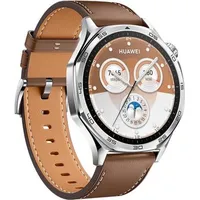Huawei Watch GT 5 46 mm Silber Lederarmband Braun