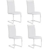 Flieks Freischwinger (4 St), 4er Set Esszimmerstuhl Kunstleder Polsterstuhl Schwingstühle weiß
