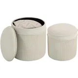Homcom Sitzhocker mit Stauraum Polyester 36 x 42 x 36 cm Cremeweiß